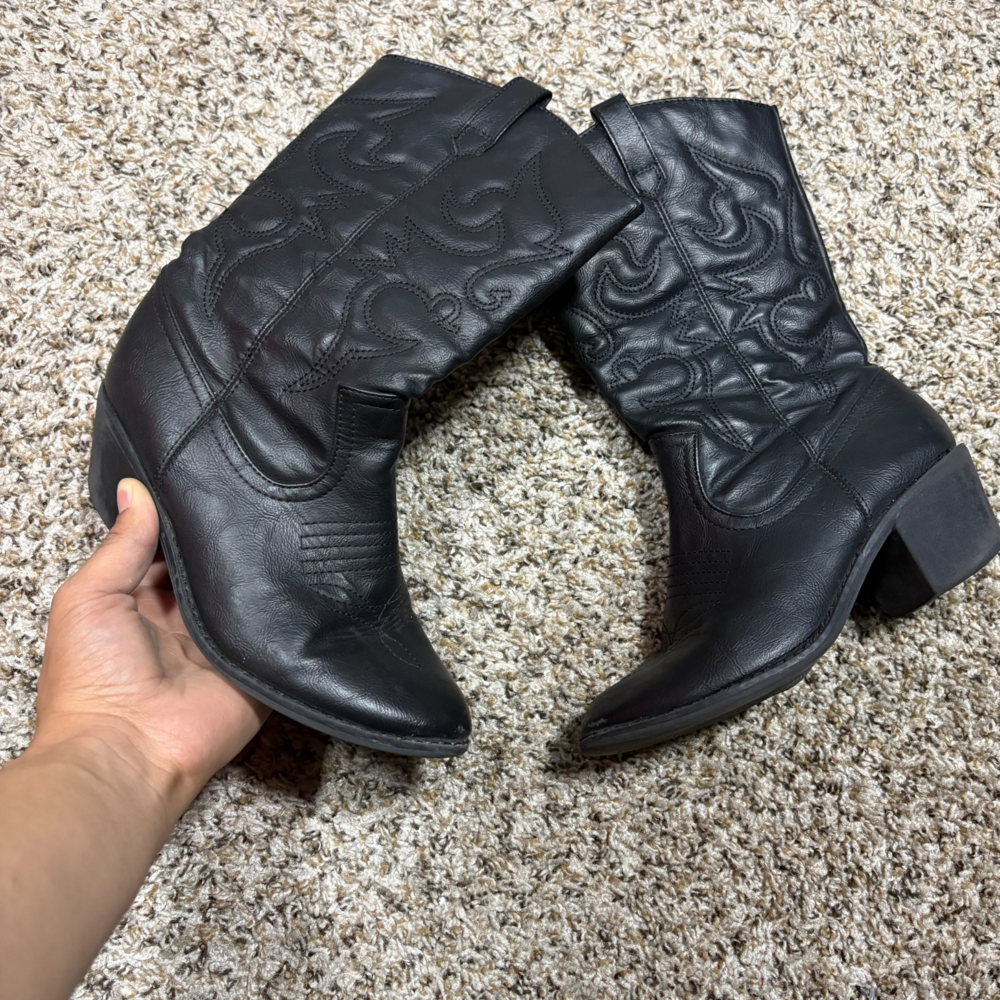 Black Western Boots Womens Size 6 Vintage Y2K